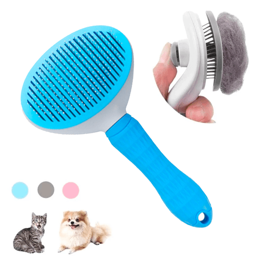 Peine Cepillo Expulsador De Pelusa para Perros  y Gatos - Azul