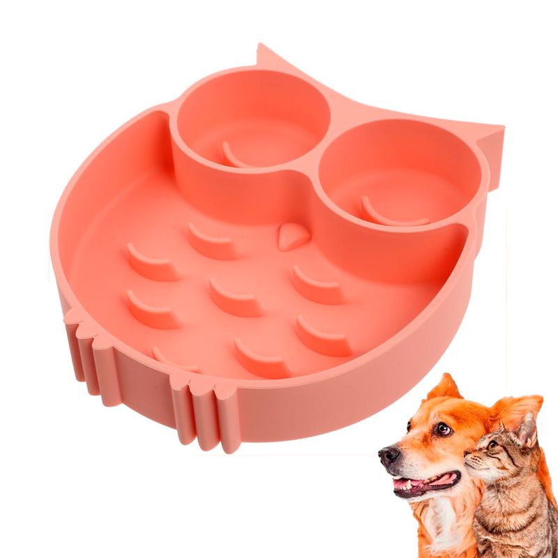Plato-Antiansiedad-comedor-BUHO-para-Perros-gatos---Rosa