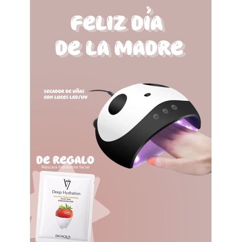 Secador de Uñas gel UV Panda y Mascarilla Hidratante Facial de regalo mujer día de la madre