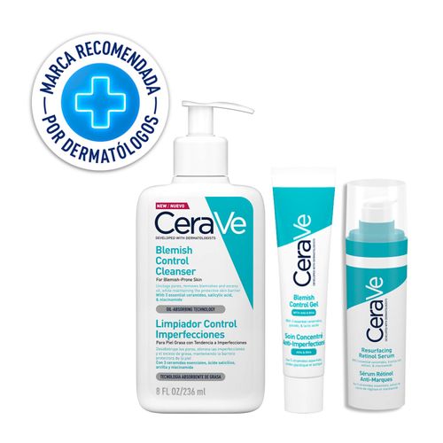 Rutina Anti-imperfecciones CeraVe: Limpiador facial + Tratamiento + Serum Retinol