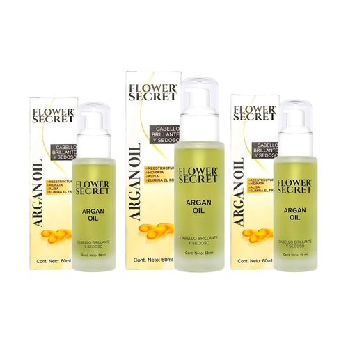 Aceite Capilar Argan 60ml Flower Secret 3 Unid