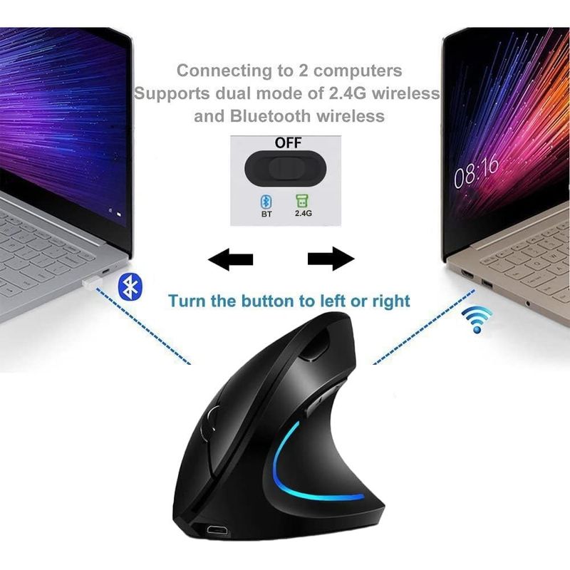 Mouse-Vertical-Inalambrico-Ergonomico-Usb-recargable-dual-mode-24hz