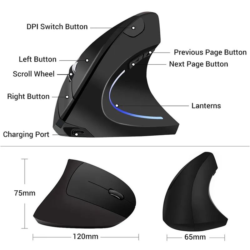 Mouse-Vertical-Inalambrico-Ergonomico-Usb-recargable-dual-mode-24hz