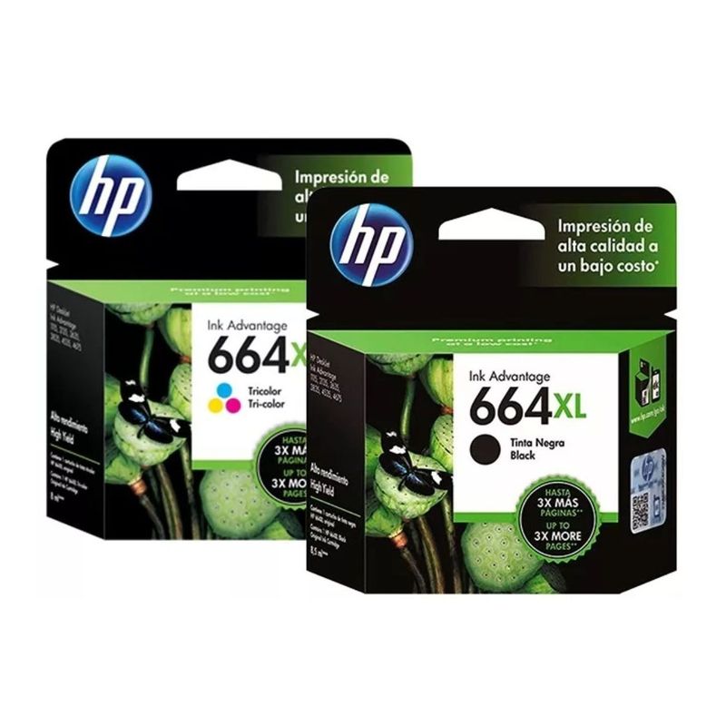 Kit-de-Tinta-HP-664XL-Negro--Tricolor-Original-