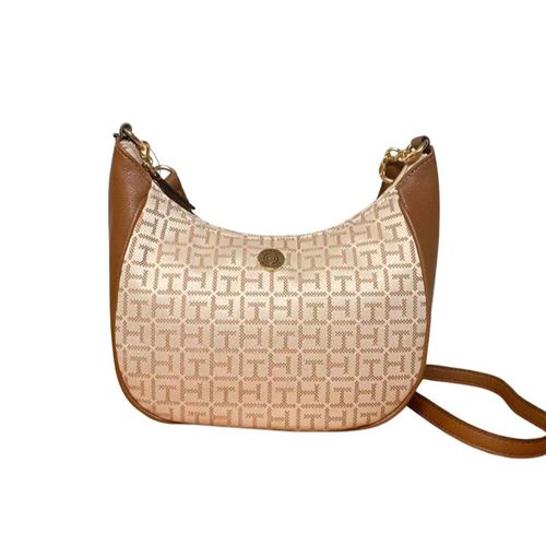 Cartera Crossbody Tommy Hilfiger Hobo Monogram - Beige