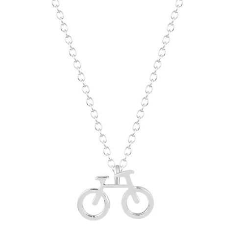 Collar bicicleta dije pequeño plateado