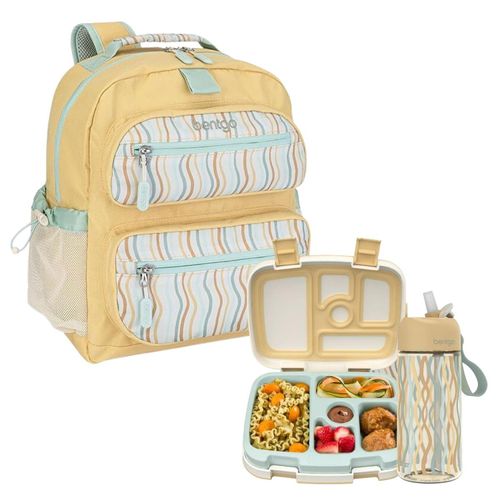 Set Bentgo Mochila Escolar, Lonchera y Tomatodo Whimsy & Wonder - Wavy