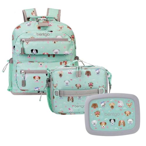 Set Bentgo Mochila Escolar, Lonchera y Porta Lonchera - Puppy Love