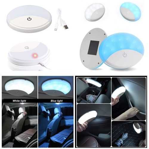 Luz de techo interior para automóvil recargable luz blanca y azul