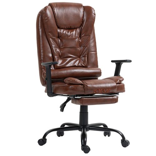 Silla ergonómica de oficina gerencial con base de acero Roma Komsum Marrón claro