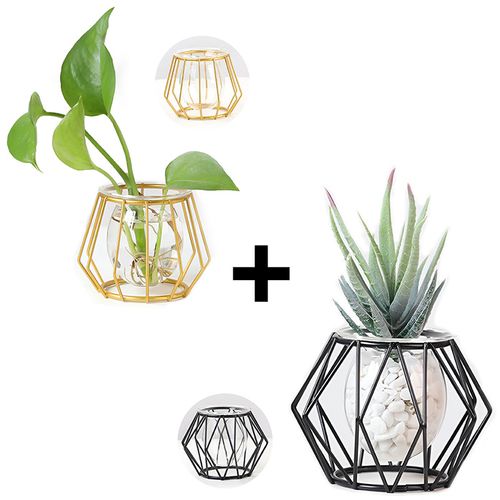 Macetero Nórdico florero para decoración del hogar minimalista Dorado + Macetero Nórdico florero par