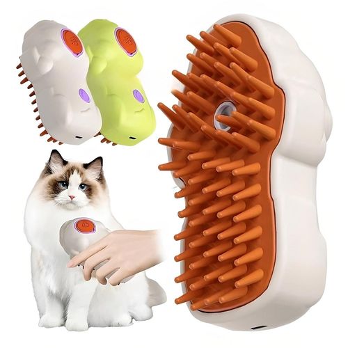 Cepillo de vapor para mascotas peine para gatos y perros