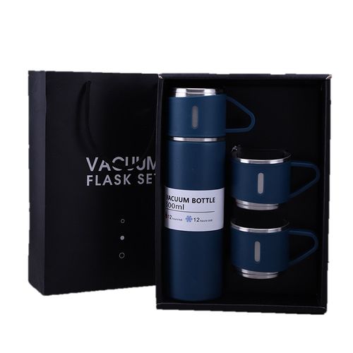 Set de 4 Pz Termo de Acero Inoxidable 500 ml Taza para regalo -Azul