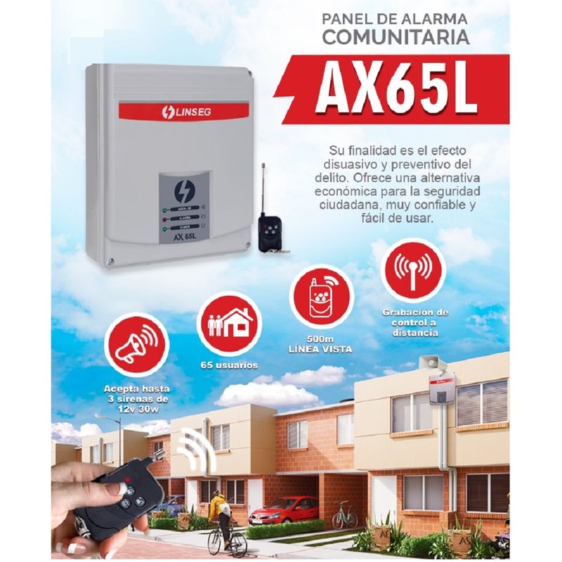 KIT-Alarma-Sirena-Vecinal-Comunitaria-Linseg-Panel-AX-65L