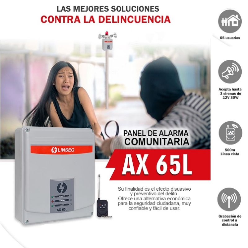KIT-Alarma-Sirena-Vecinal-Comunitaria-Linseg-Panel-AX-65L