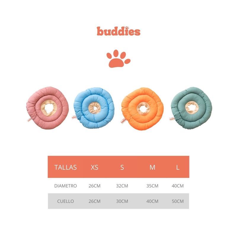 Buddies-Donut-Anti-lamidos-Collar-Isabelino-Naranja-XS