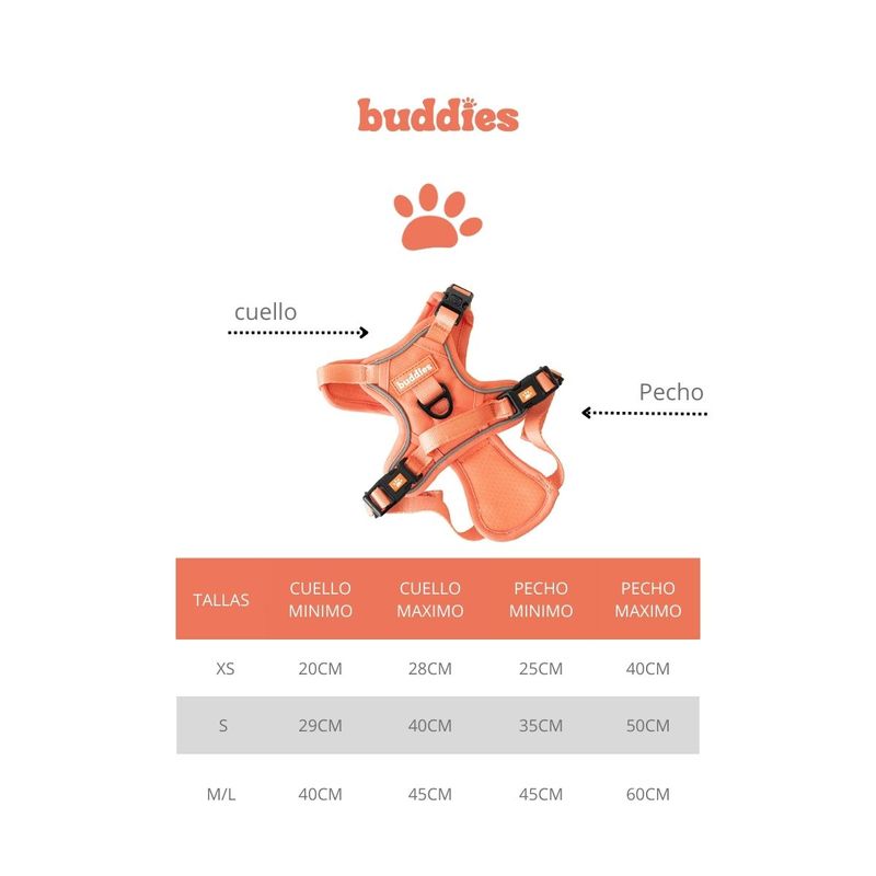 Buddies-Arnes-Pechera-Para-Perros-Paseos-Naranja-M