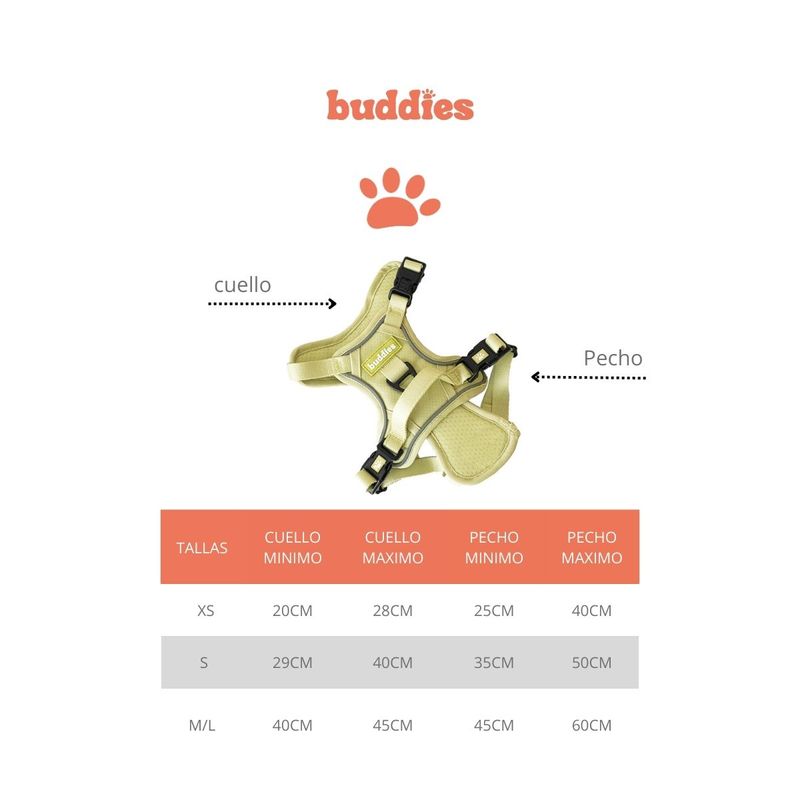 Buddies-Arnes-Pechera-Para-Perros-Paseos-Verde-XS