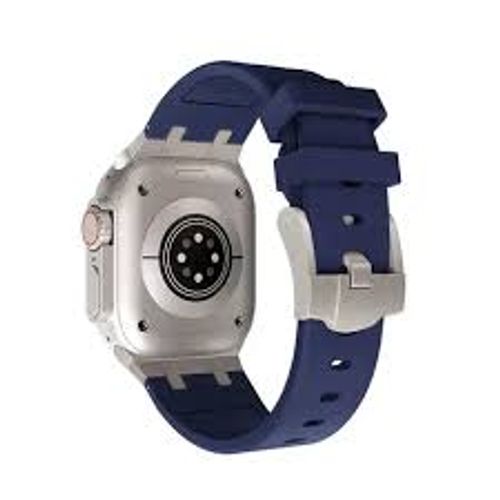 Correa de Silicona con Hebilla Acero Para Applewatch 42-44-45-49mm Azul
