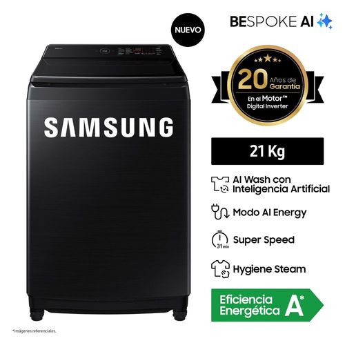 Lavadora Samsung AI Wash EcoBubble™ 21kg Negra WA80F21B9BPE