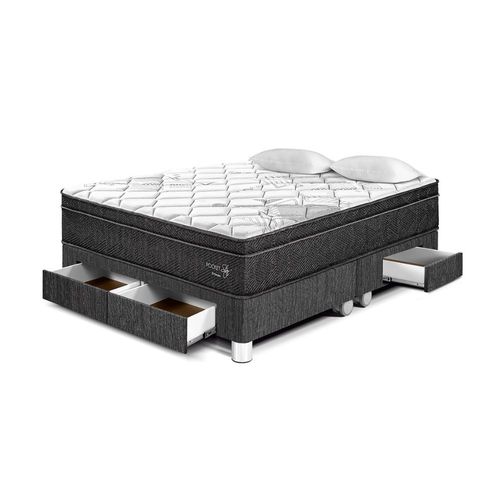 Cama Pocket Star Con Cajones Queen Charcoal Paraiso