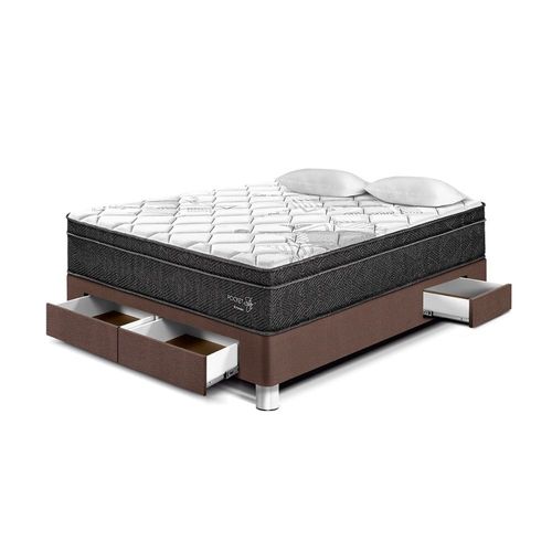 Cama Pocket Star Con Cajones 2 plazas Chocolate Paraiso