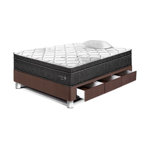 Cama Pocket Star Con Cajones 1.5 plazas Chocolate Paraiso