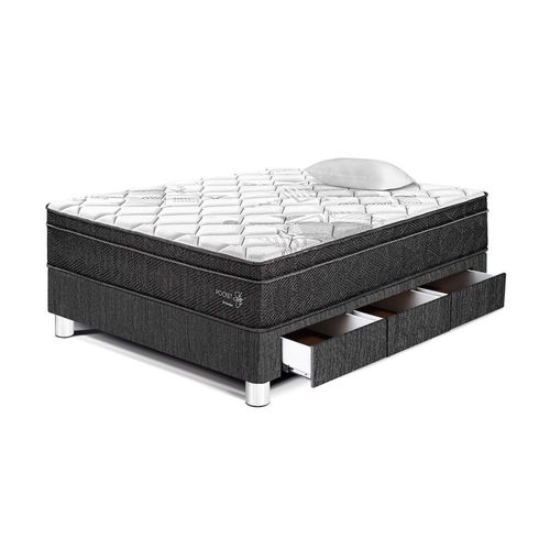 Cama Pocket Star Con Cajones 1.5 plazas Charcoal Paraiso