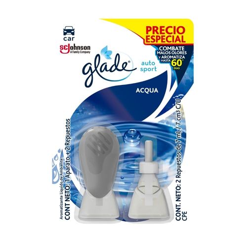 Ambientador Glade Auto Sport Fu + 2 repuestos 7ml