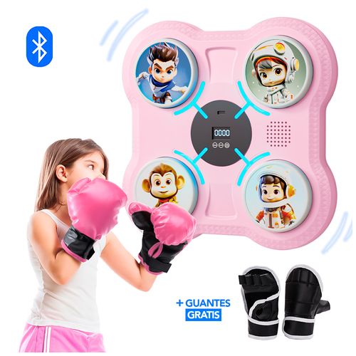 Maquina de Boxeo Musical para Niños con Bluetooth Y Guantes de Regalo Rosado RZ1