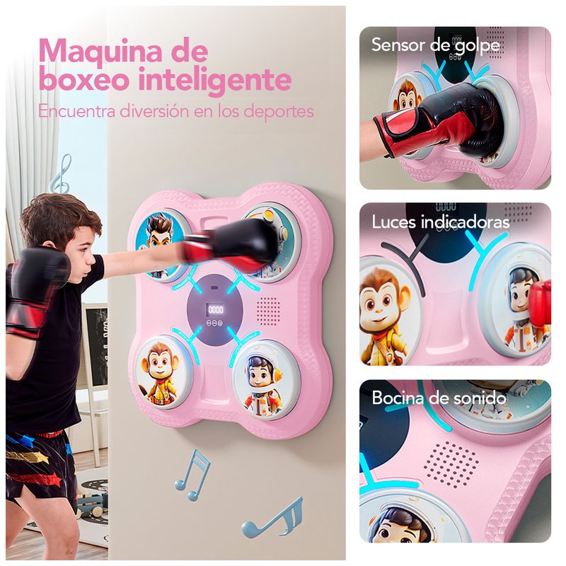 Maquina-de-Boxeo-Musical-para-Niños-con-Bluetooth-Y-Guantes-de-Regalo-Rosado-RZ1