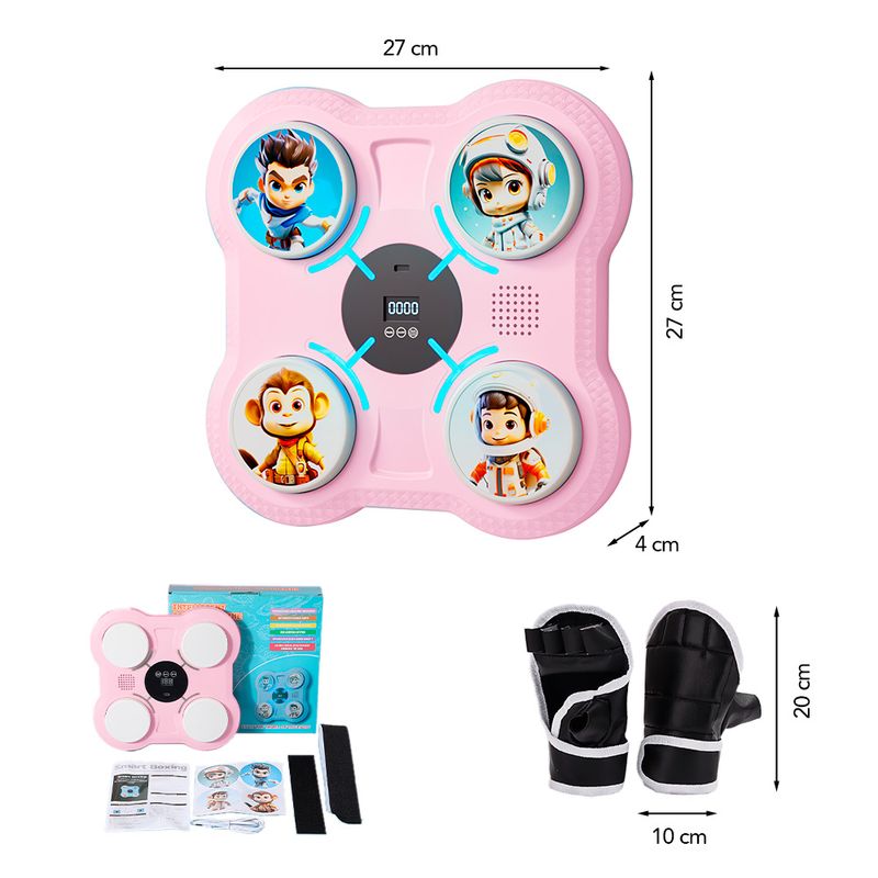 Maquina-de-Boxeo-Musical-para-Niños-con-Bluetooth-Y-Guantes-de-Regalo-Rosado-RZ1