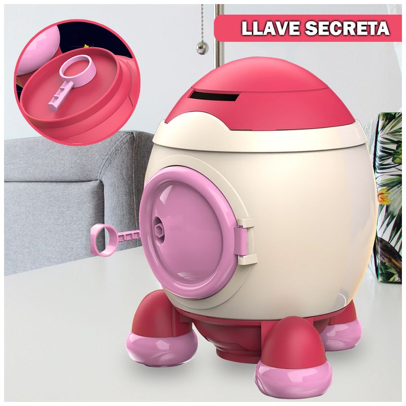Alcancia-Cohete-con-Stickers-2D-3D-Kawaii-para-Niños-Y51-Rojo