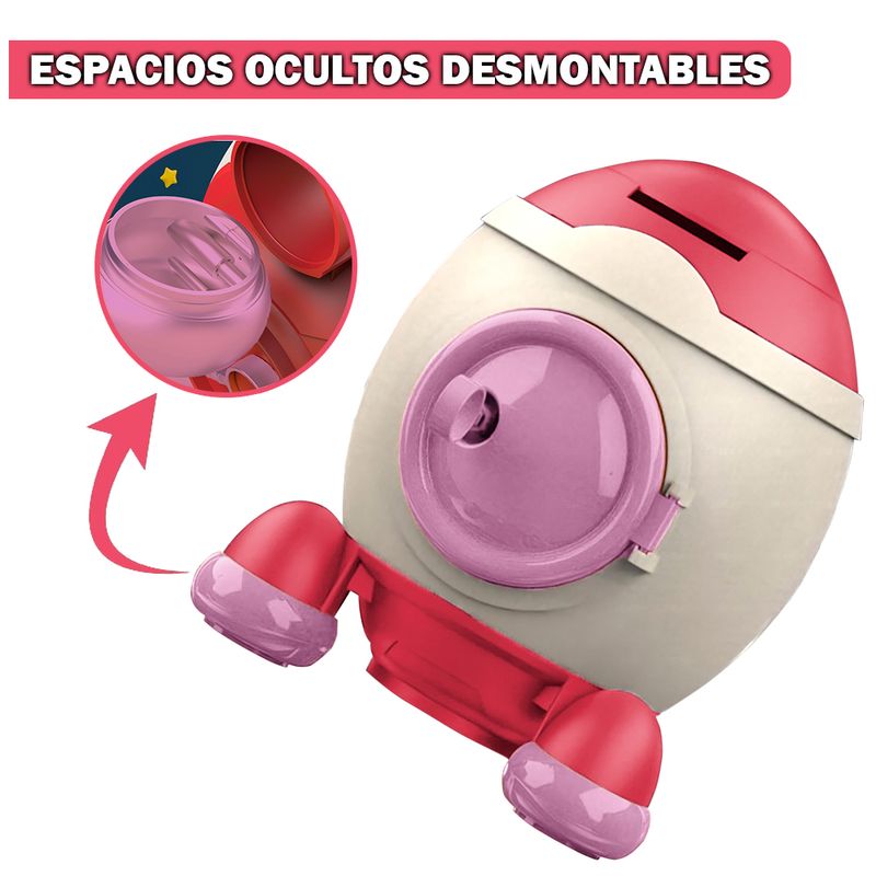 Alcancia-Cohete-con-Stickers-2D-3D-Kawaii-para-Niños-Y51-Rojo