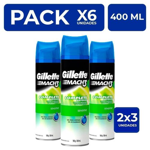 Gel Afeitado Gillete Sensitive Mach3 400ml 2 unidades PackX3