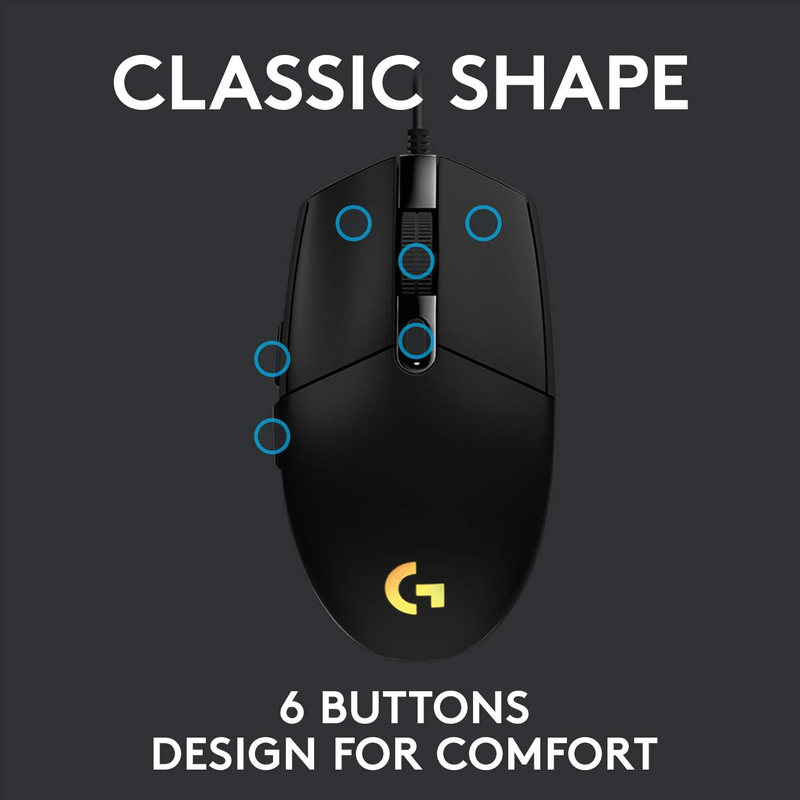 Mouse-Gamer-Logitech-G203-RGB-Lightsync-6-Botones---Negro