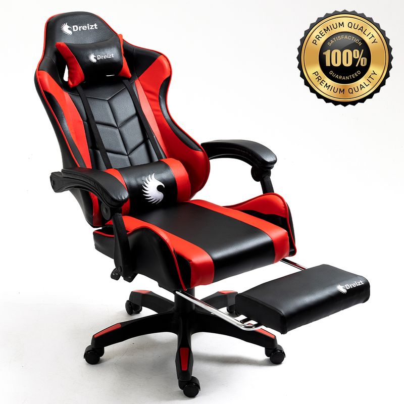 Silla-Gamer-Ergonomica-Dreizt-Shine-Series-Rojo-con-Posapies-Reclinable