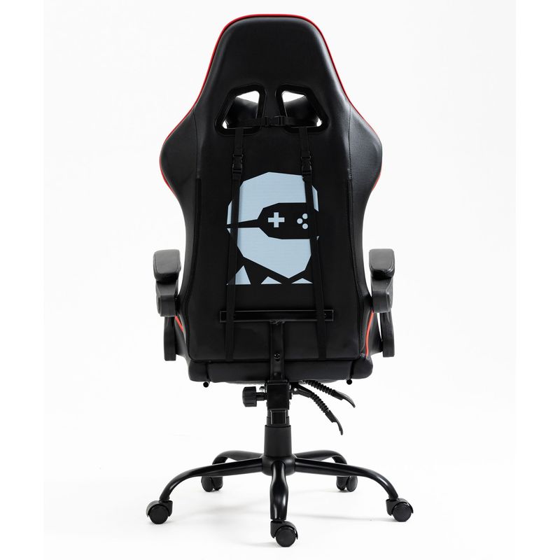 Silla-Gamer-con-Masajeador-Lumbar-Playpro-X1-Rojo-Base-de-Metal