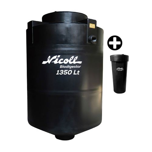 COMBO Tanque Biodigestor Nicoll 1350 litros Negro + Accesorios + Pozo de Lodos Nicoll 100L Negro