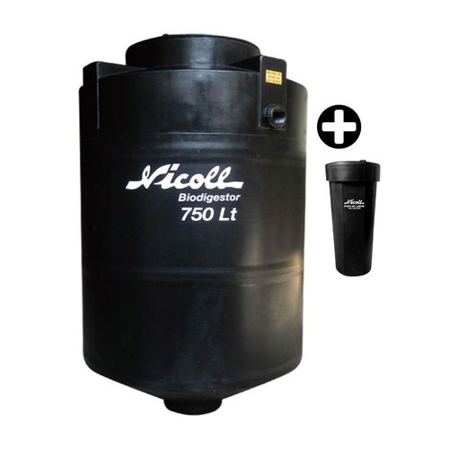COMBO Tanque Biodigestor 750 litros + Kit de accesorios Nicoll + Pozo de Lodos Nicoll 100L Negro
