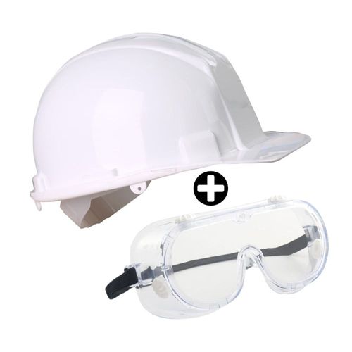 COMBO Casco de seguridad c/susp Blanco Bellsafe + Lentes de seguridad 3M contra impactos