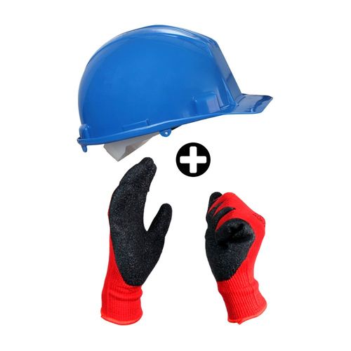 COMBO Casco de seguridad c/susp Azul Bellsafe + Guante de hilo con palma de látex Werken