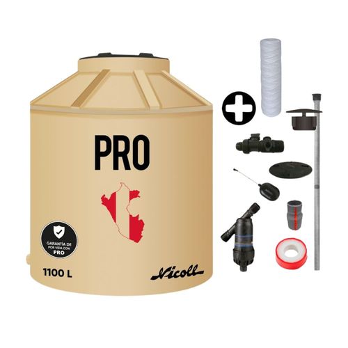 COMBO Tanque de agua Arena Pro 1100 litros + Kit de Accesorios + Cartucho Repuesto Filtro De Sedimentos 5u Aguavida Orange