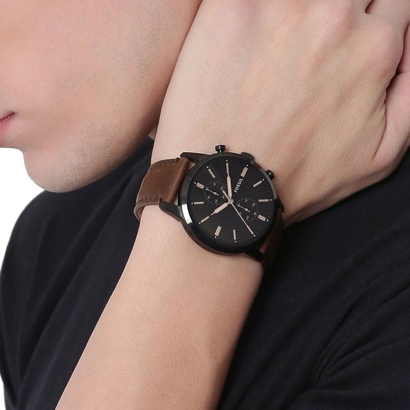 Reloj-Fossil-Townsman-FS5437-Cronometro-Correa-De-Cuero-Marron-Negro