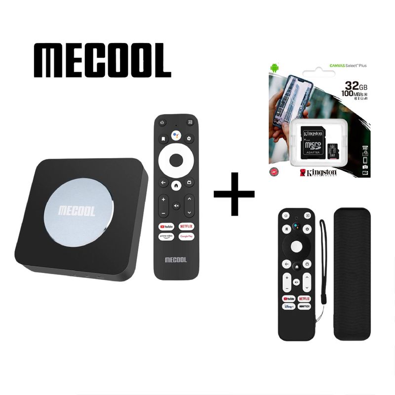 Mecool-KM2-Plus---Funda-negra-protectora-para-mando---Memoria-32GB-Kingston