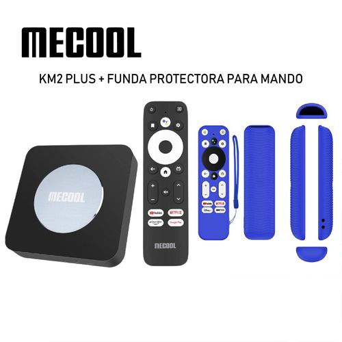 Mecool KM2 Plus Android TV 11 + Funda protectora para mando (AZUL)