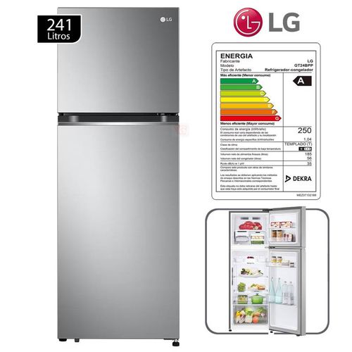 Refrigeradora LG Top freezer GT24BPP 241 L con Door Cooling Plateada