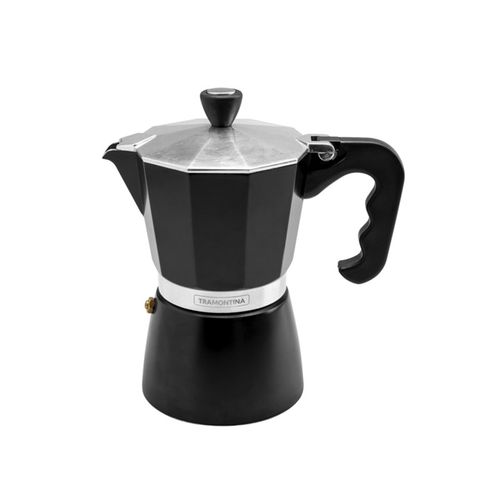 Cafetera Italiana 6 Tzs de Alum Negro en Mango de Nylon Tramontina