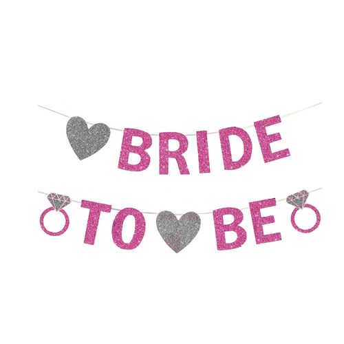 Cadeneta banderines banner Bride to be novia despedida de soltera rosado con plateado