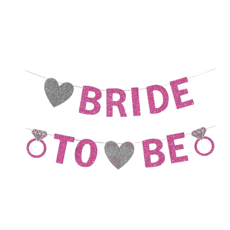 Cadeneta-banderines-banner-Bride-to-be-novia-despedida-de-soltera-rosado-con-plateado